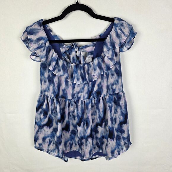 NWT Banana Republic Deep Water Blue Tie Back Flutter Top Size Small Feminine - Picture 2 of 7